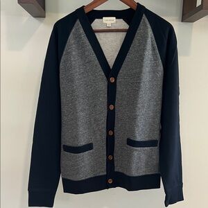 Club Monaco Two-Tone Cardigan in Gray and Navy